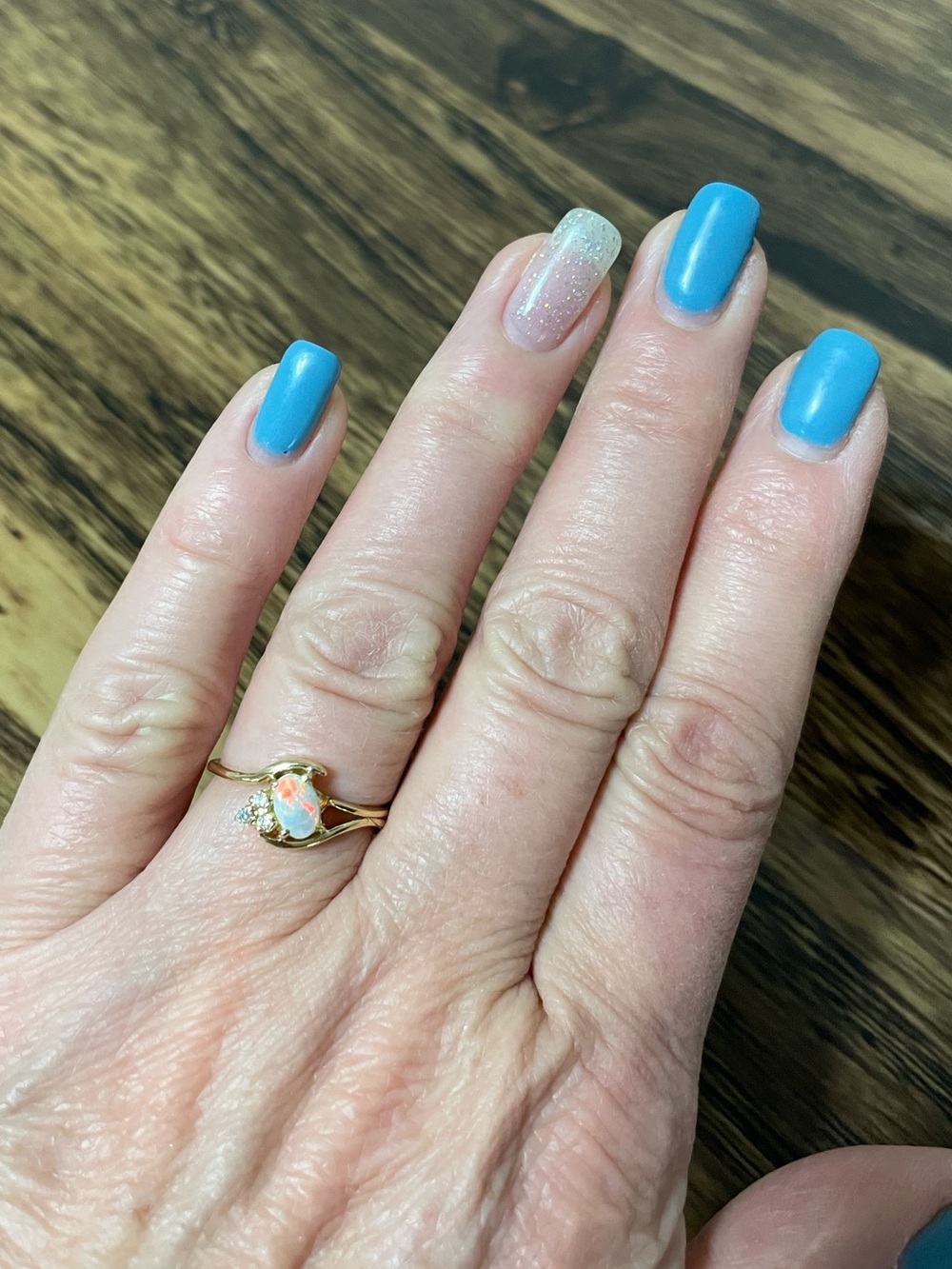 18K Gold Opal and Diamond Accent Ring